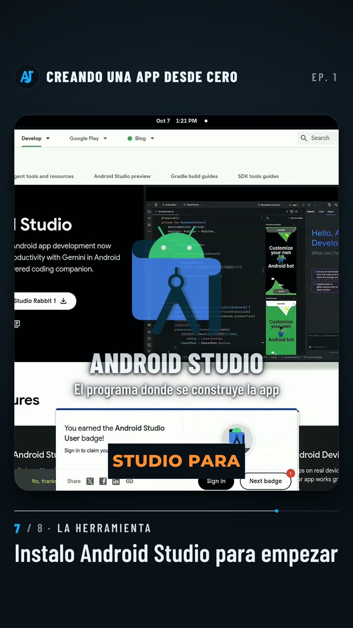 Android Studio, el programa donde se construye la app